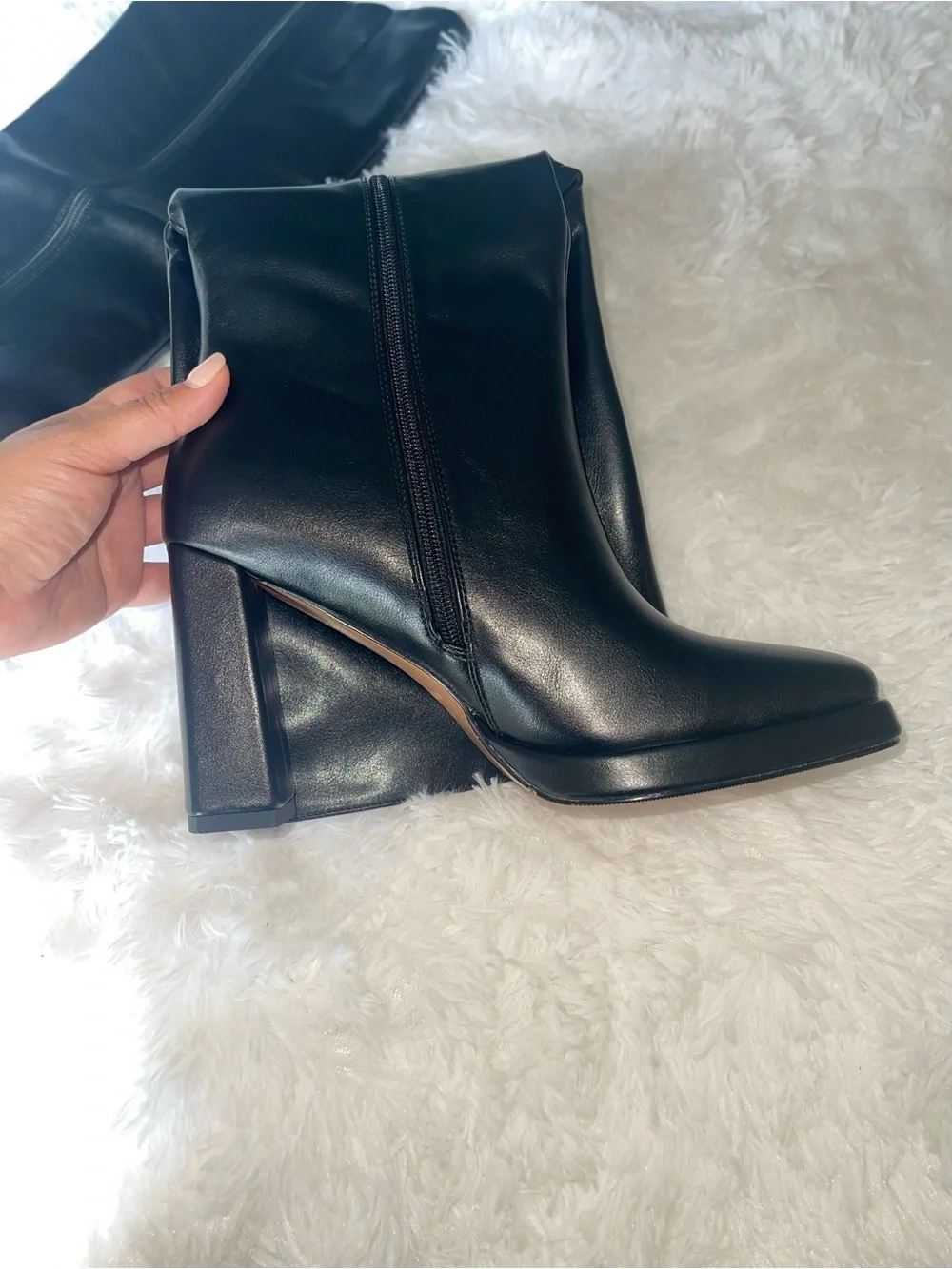 Sleek Black Over-the-Knee Block Heel Boots